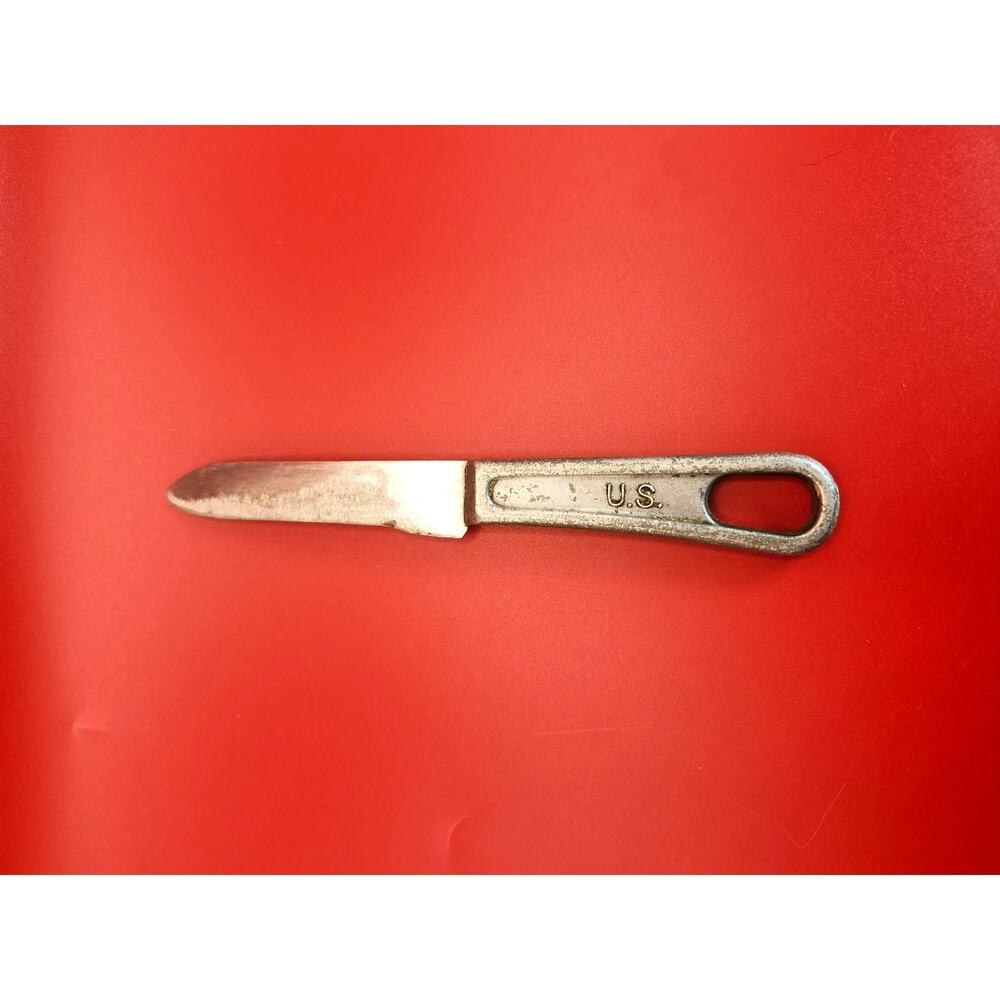 Vintage US Military Mess Knife Fixed Blade w/ Cast Aluminum Handle 7 1/4"